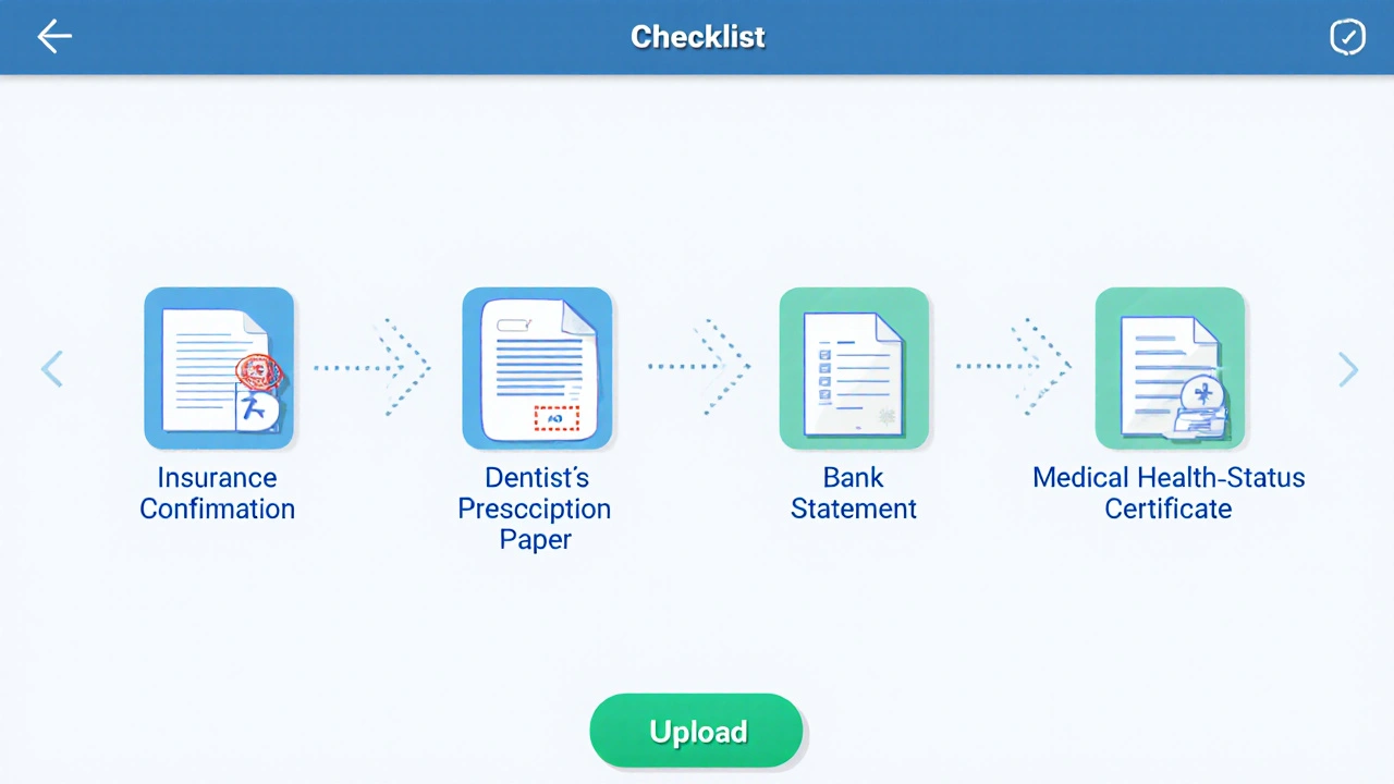 Ilustrace kontrolního seznamu potřebných dokumentů pro žádost o příspěvek na dentální hygienu.