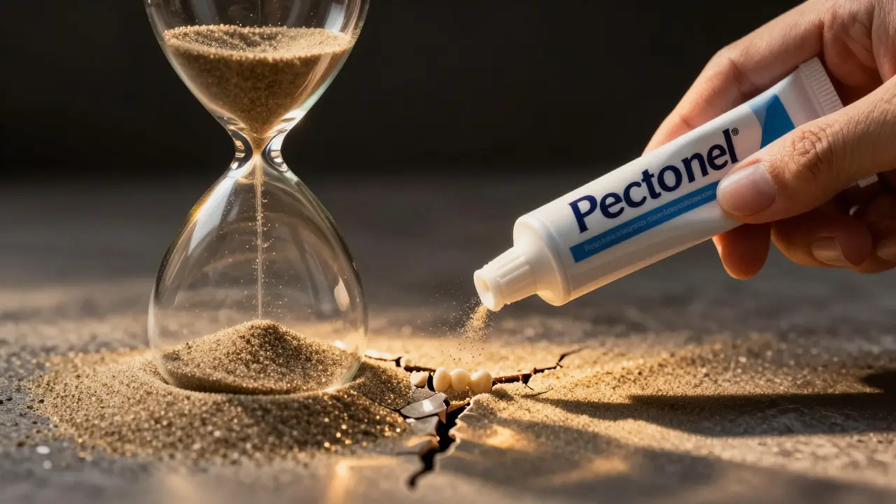 Přepínání mezi škodlivou a bezpečnou zubní pastou jako přesypání písku na zuby.