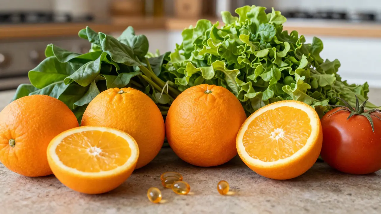 Čerstvé ovoce a zelenina jako zdroj vitamínů pro imunitu ústní dutiny.