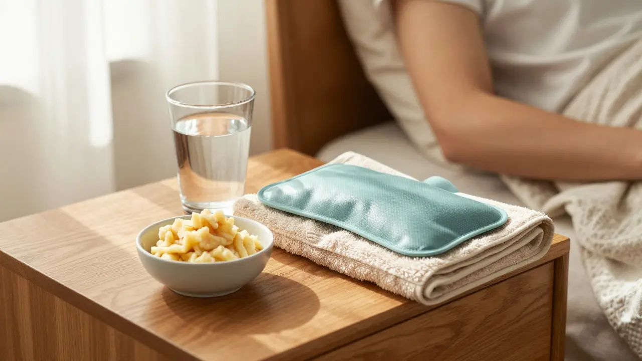 Měkké potraviny a chladivý obklad pro rekonvalescenci po vytrhání zubu.