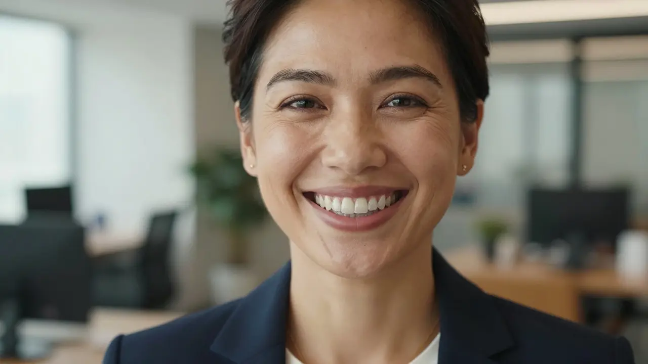 Úsměv自信 dospělé osoby s neviditelnou snímací rovnátkou