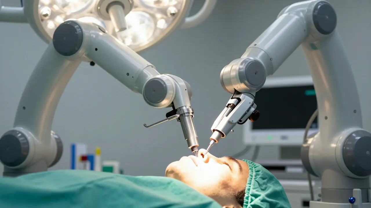 Robotická ruka asistující při přesné maxilofaciální chirurgii