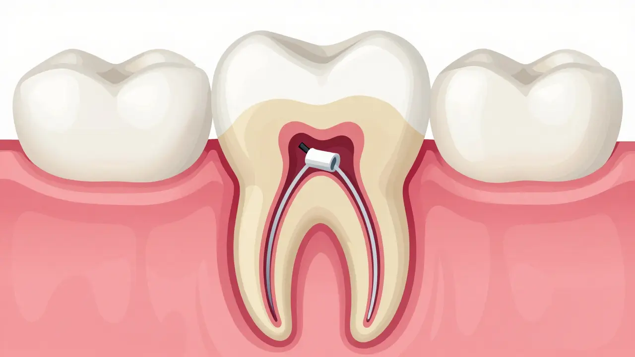 Schéma endodontické léčby kořenových kanálků zubu