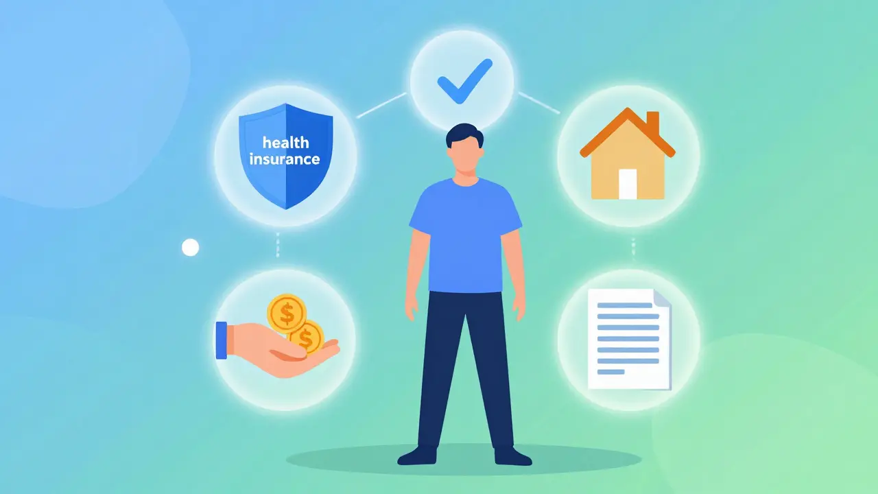 Illustration of social benefits and financial support for patients