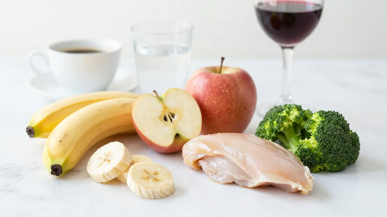 Fresh white foods arranged on marble representing post-whitening diet