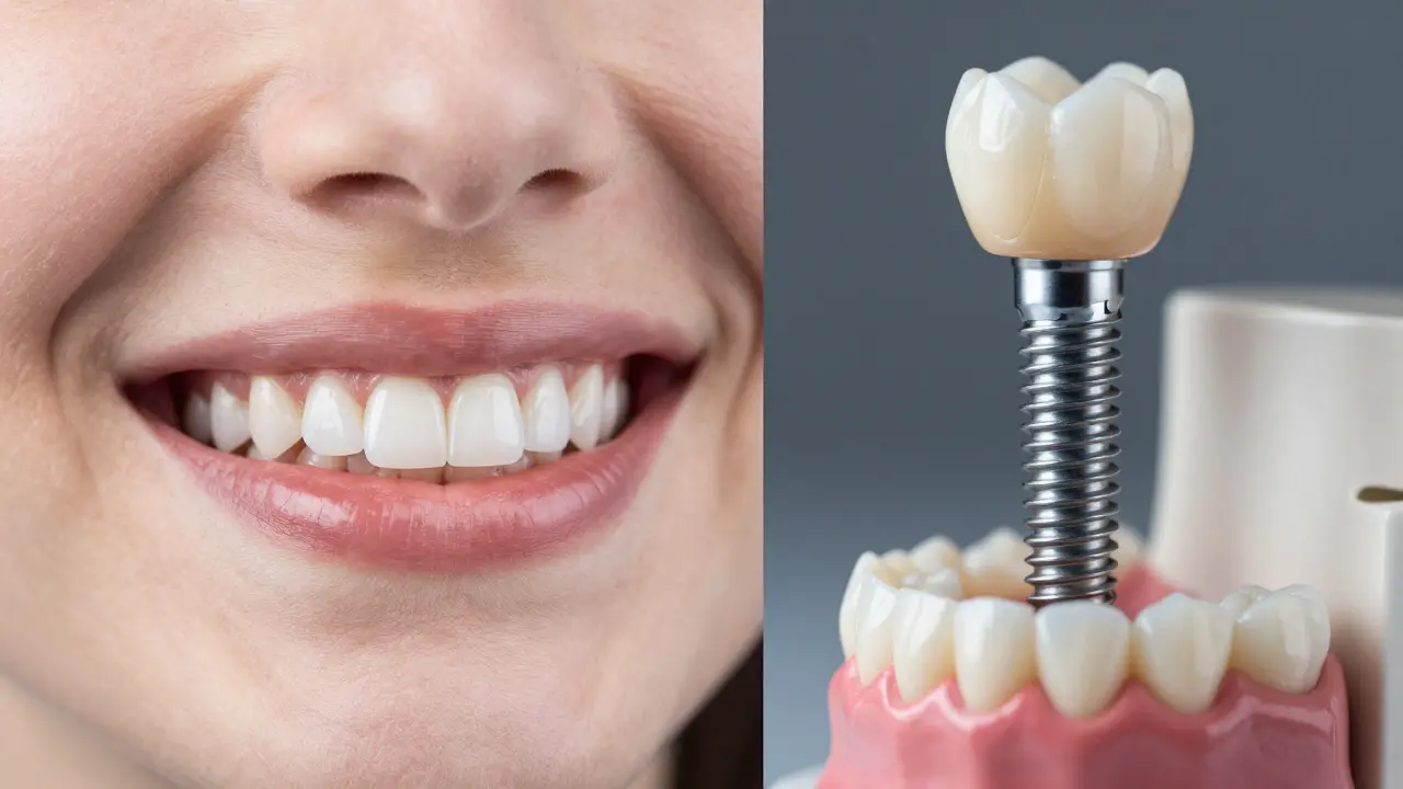 Srovnání opravy zlomeného zubu a dentálního implantátu