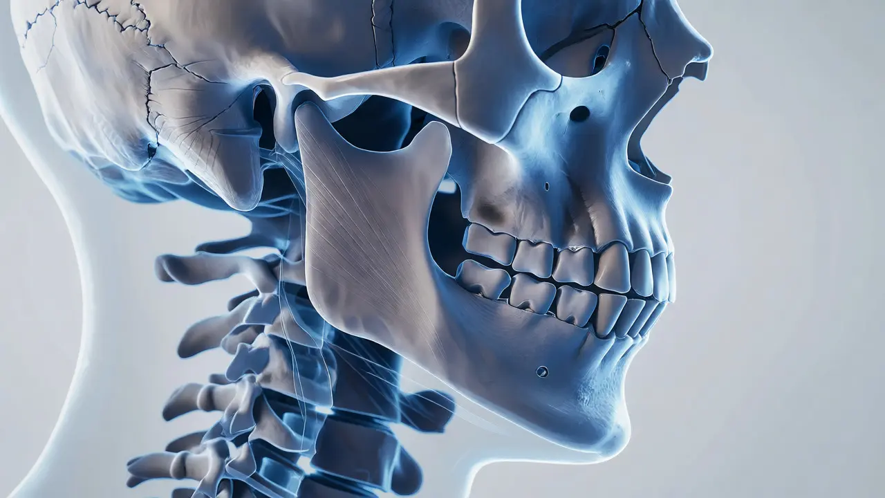 Anatomické znázornění čelisti s předkusem